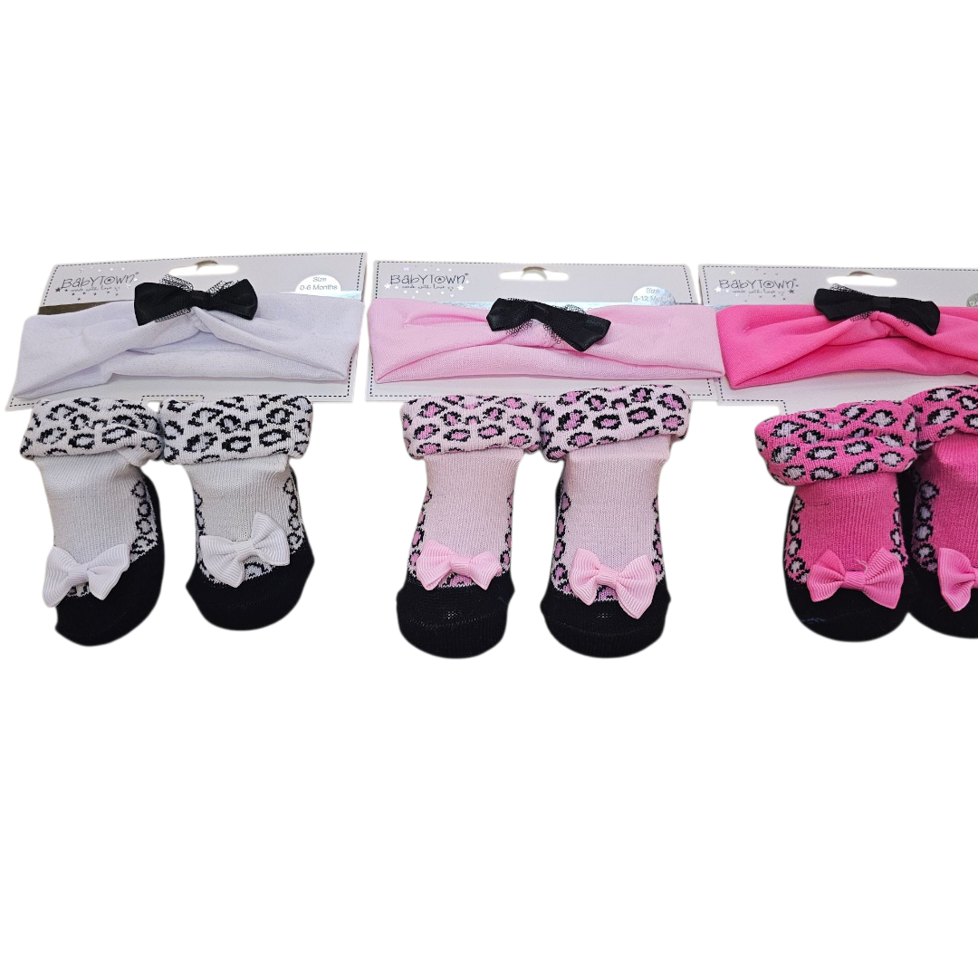 Socks & Head Band Set: Fuscia Pink