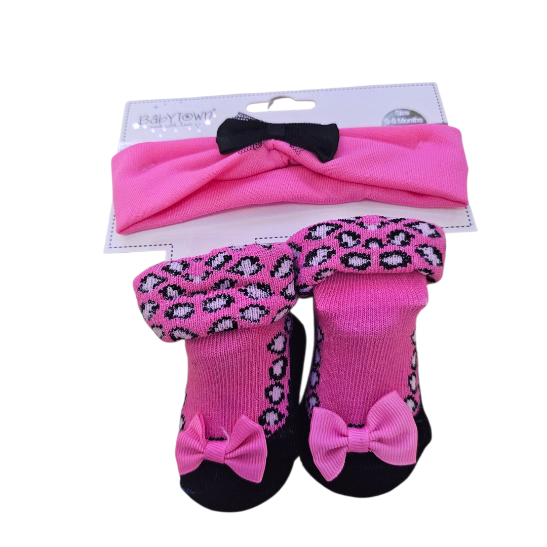 Socks & Head Band Set: Fuscia Pink
