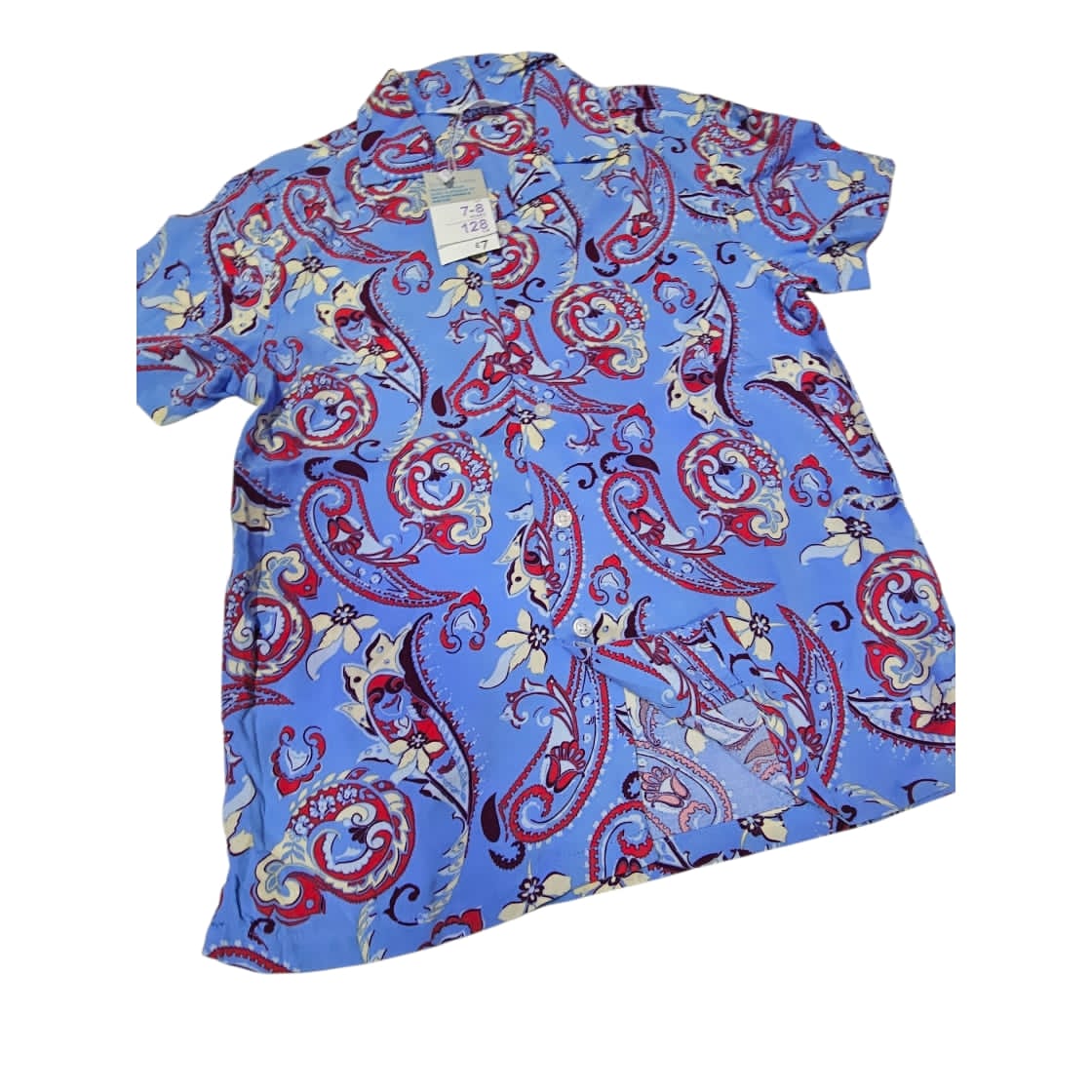 Boy's Blue Paisley Print Resort Shirt