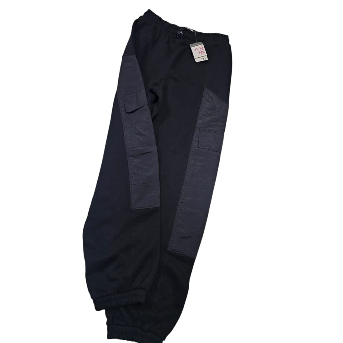 Boys' black fleece cargo joggers