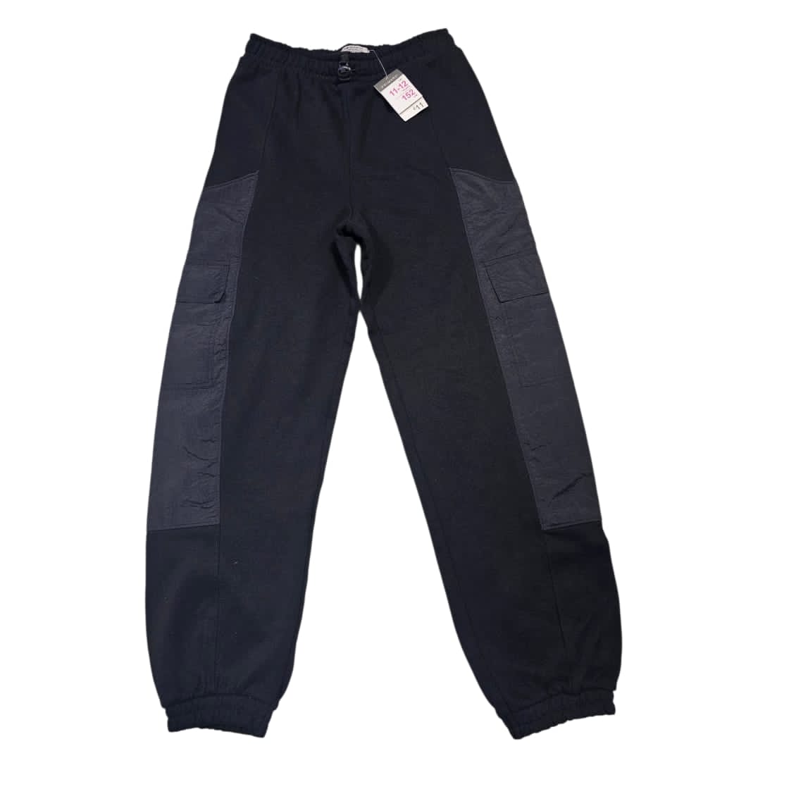 Boys' black fleece cargo joggers